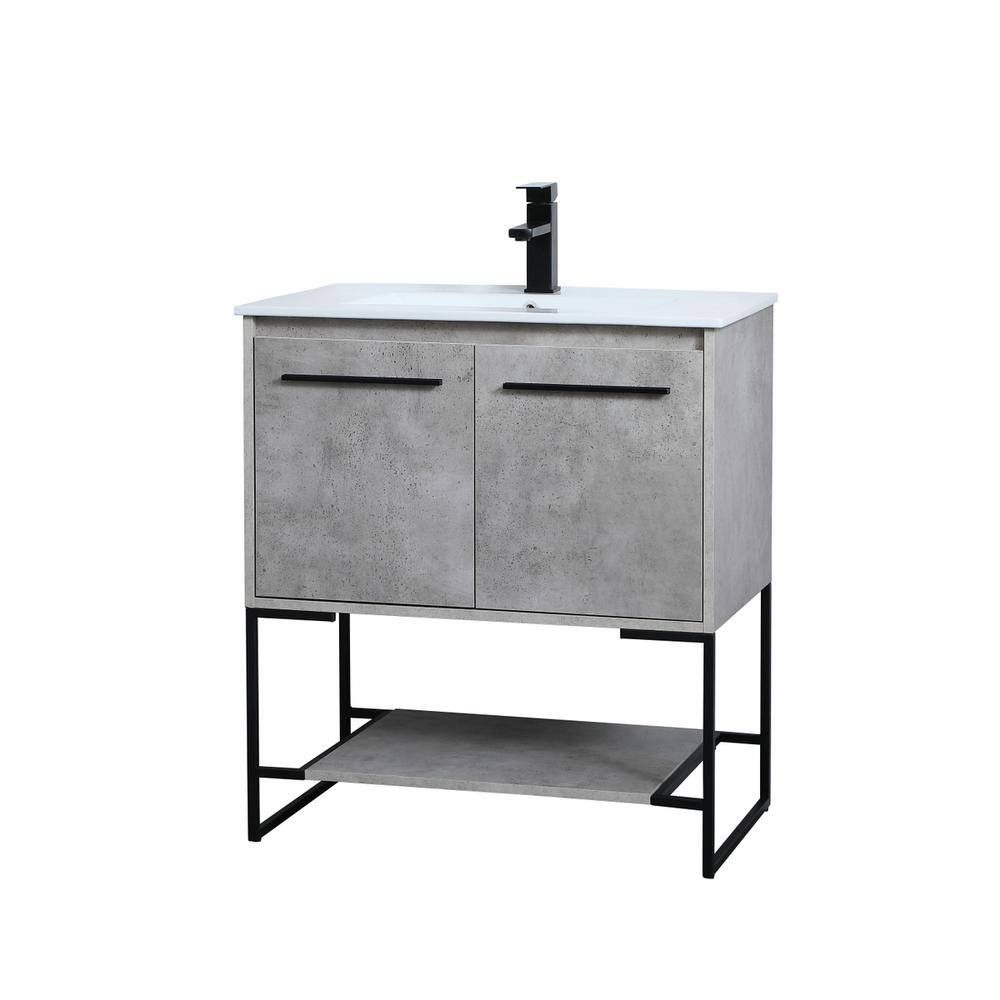 Alt View 4. Elegant Kitchen and Bath - 30 inch Single Bathroom Vanity in Concrete Grey - Concrete Grey.