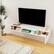 Angle. Kadyn - Wall-Mounted Floating TV Stand with LED Lighting and Textured Wave Design - White.