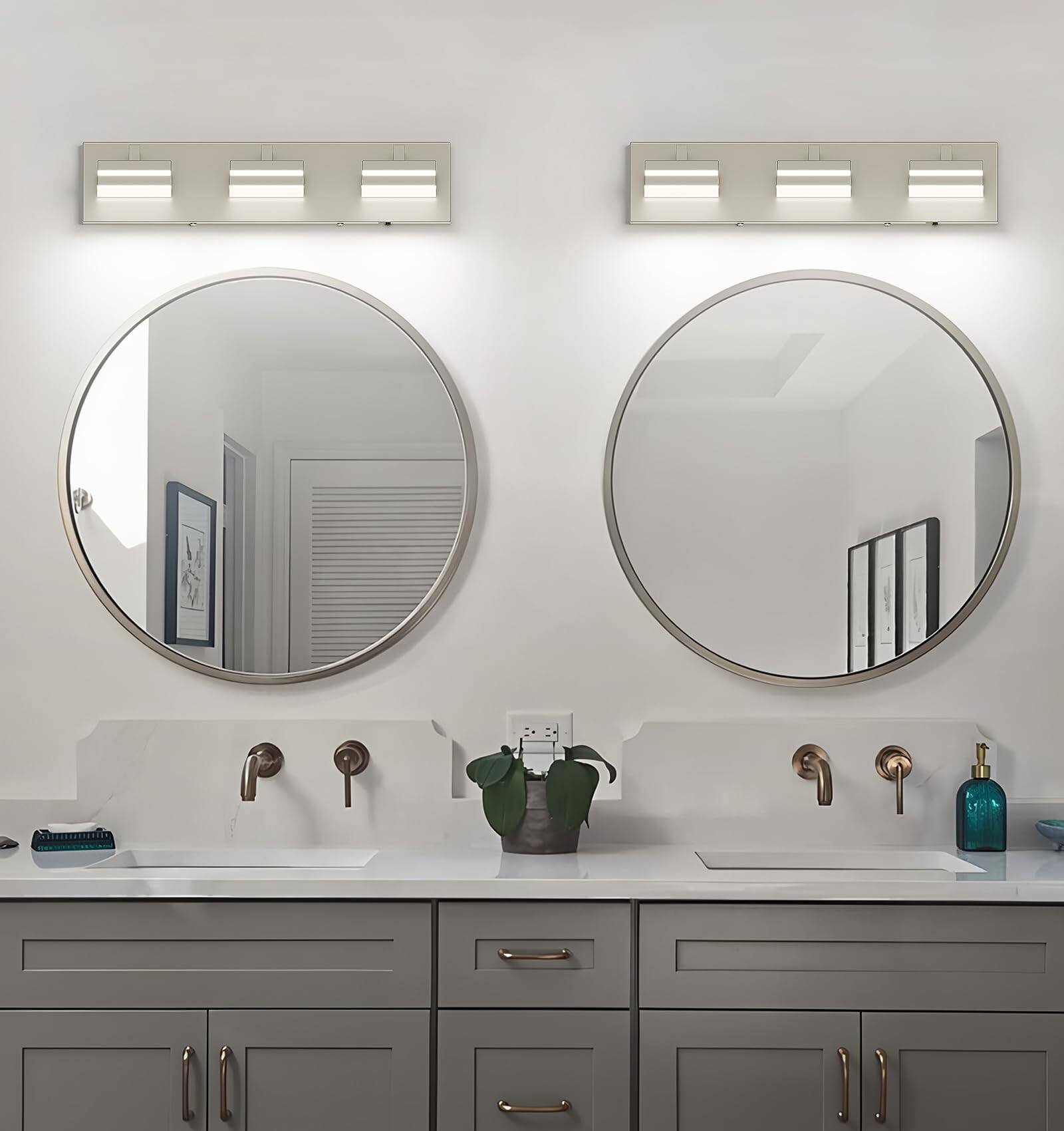 Alt View 2. Earthley Blooms - Brushed Nickel Vanity Lights For Bathroom Light Fixtures Dimmable cct Modern Bath Lighing Fixture Over Mirr.