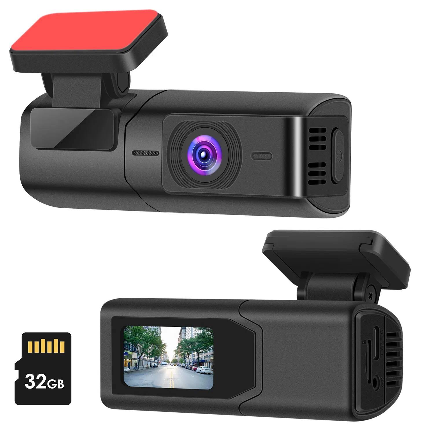 Alt View 1. BEARSOLIM - 2K HD Front Dash Cam For Car With IPS Screen Night Vision Loop Recording Included 32G Storage Card 140° Wide Angle - BLACK.
