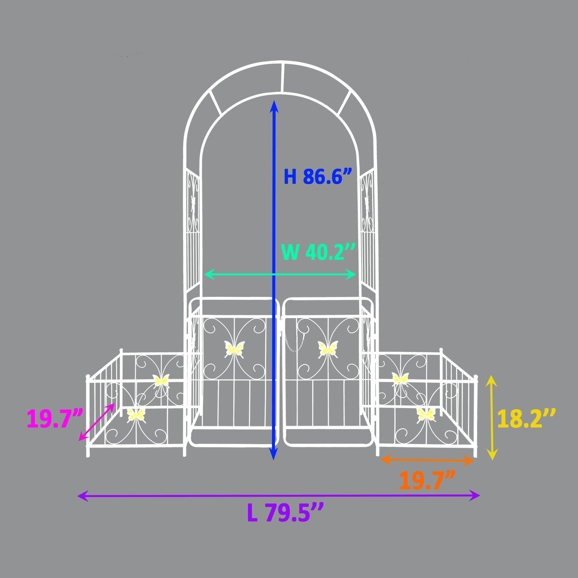 H 86.6" W 40.2" L 79.5" 19.7" 18.2" 19.7"