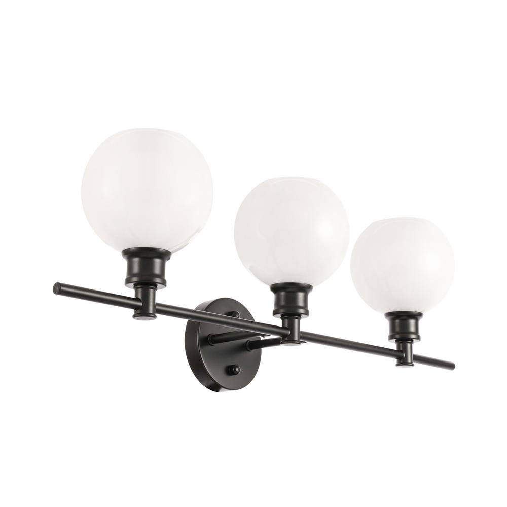 Alt View 3. Living District - Collier 3 light Black and Frosted white glass Wall sconce - Black And Frosted White Glass.