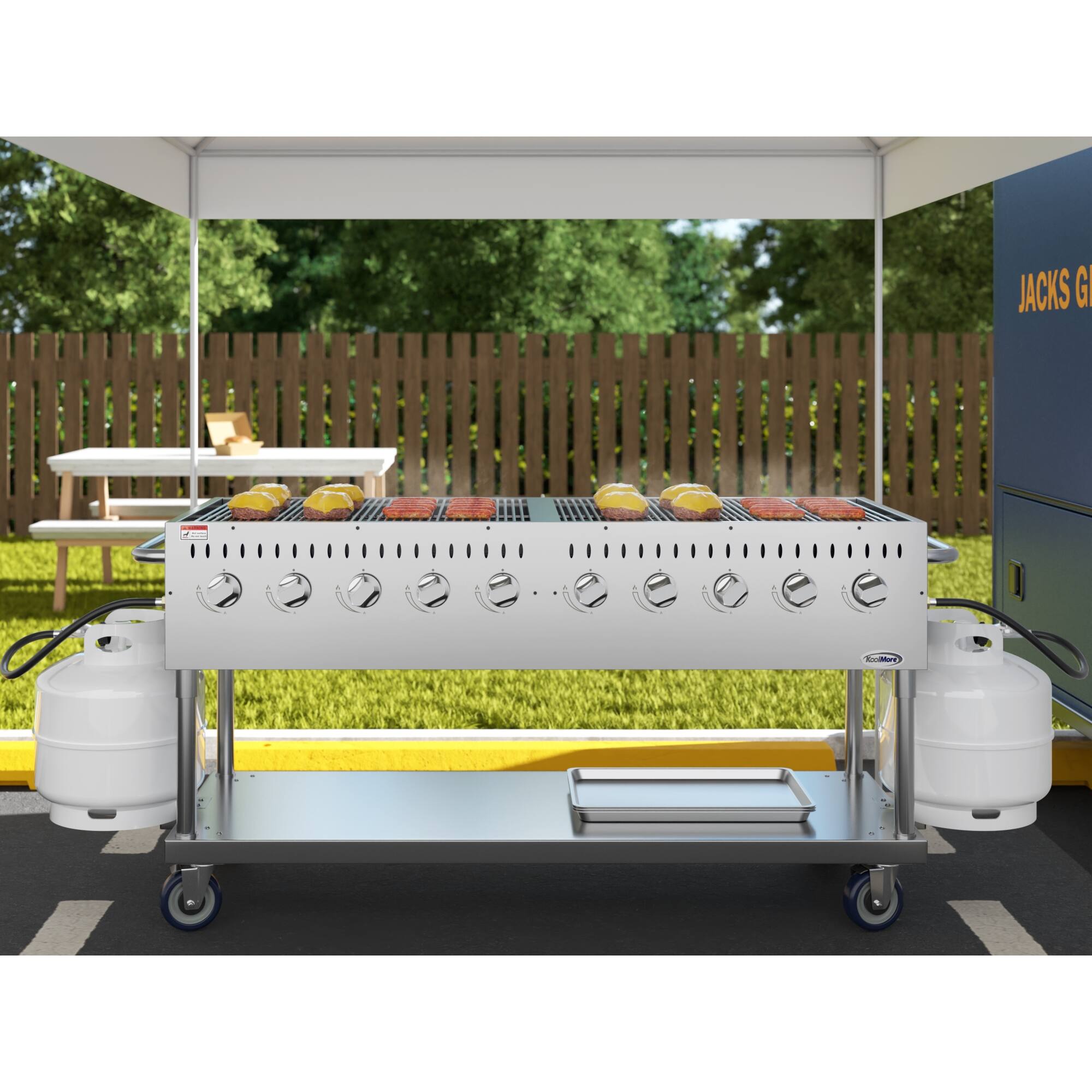 Back. Koolmore - 72 in. Commercial Mobile Outdoor Propane Gas Grill, ETL Listed in Stainless-Steel (KM-CGM-72) - Stainless Steel.