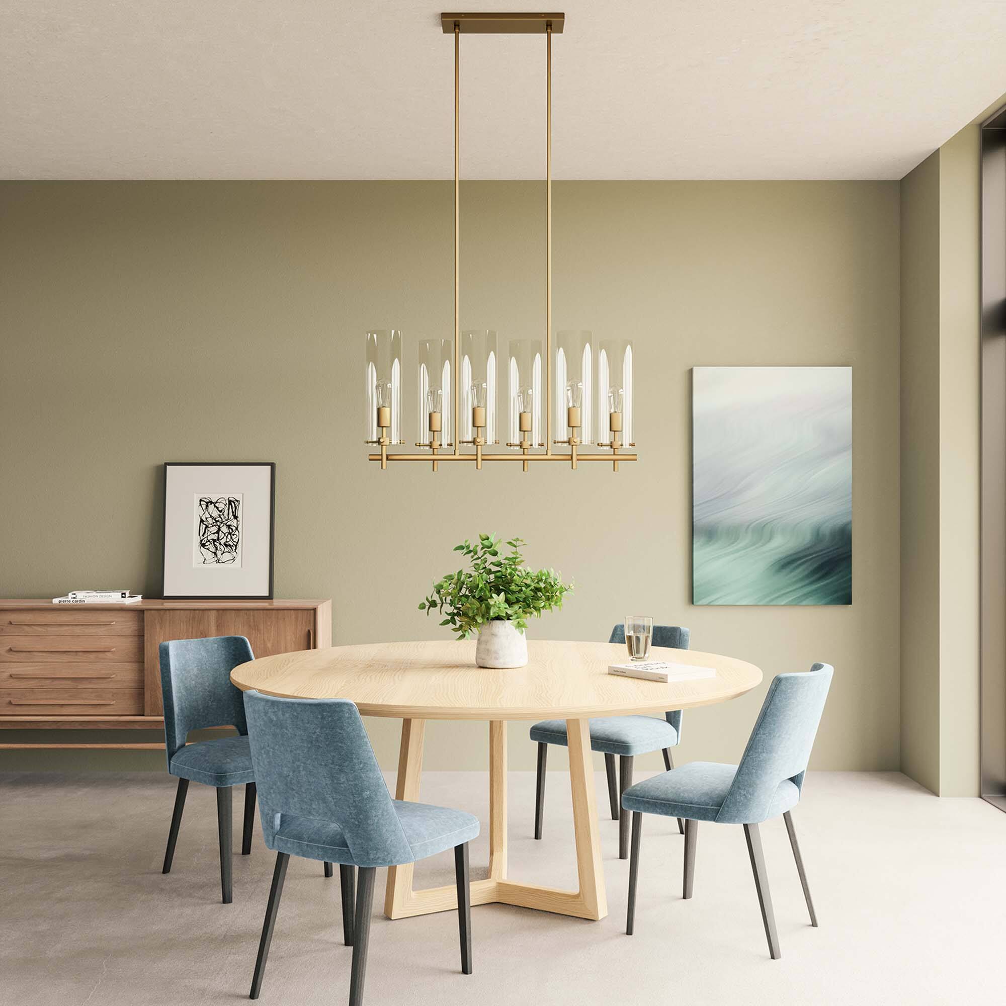 Alt View 1. Modway - Skylark 6-Light Chandelier by Modway - Clear Satin Brass.