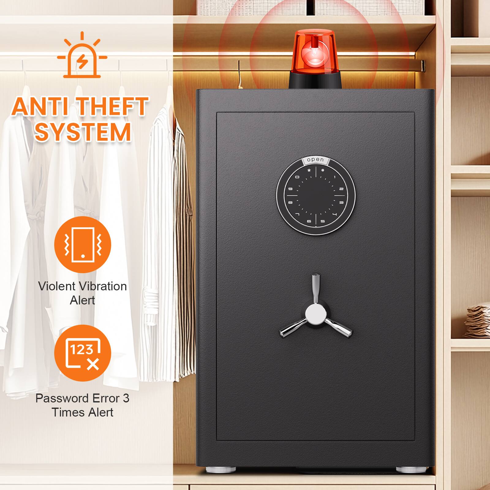 ANTI THEFT SYSTEM

- Violent Vibration Alert
- Password Error 3 Times Alert