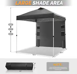 Winado - 10x10 Pop Up Canopy Tent with Sidewall and Sandbags, Outdoor Pop Up Gazebo Tent for Parties One Person Set Up