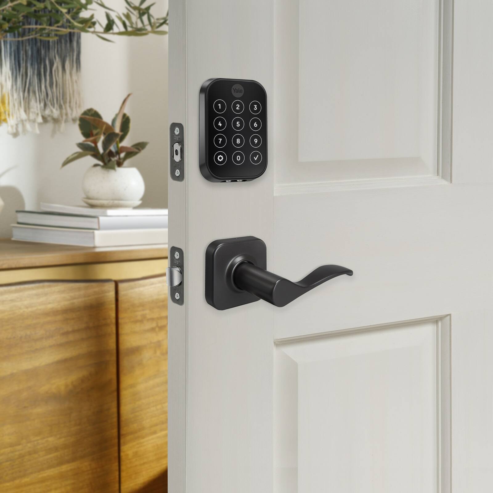 Alt View 17. Yale - Assure Lock 2 - Smart Lock Keyless Wi-Fi Deadbolt with Touchscreen Keypad Access - Norwood Handle - Black Suede.