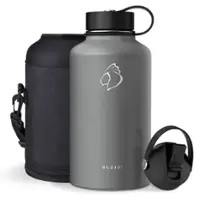 Buzio - Duet Series Insulated 64 oz Water Bottle with Straw Lid and Flex Lid - Gray - Angle_Zoom