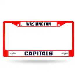 Rico Industries - Washington Capitals NHL Licensed Red Painted Chrome Metal License Plate Frame - Multi