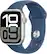 Angle. Apple - Apple Watch Series 10 (GPS+Cellular) 42mm Aluminum Case with Denim Sport Band - M/L - Silver.
