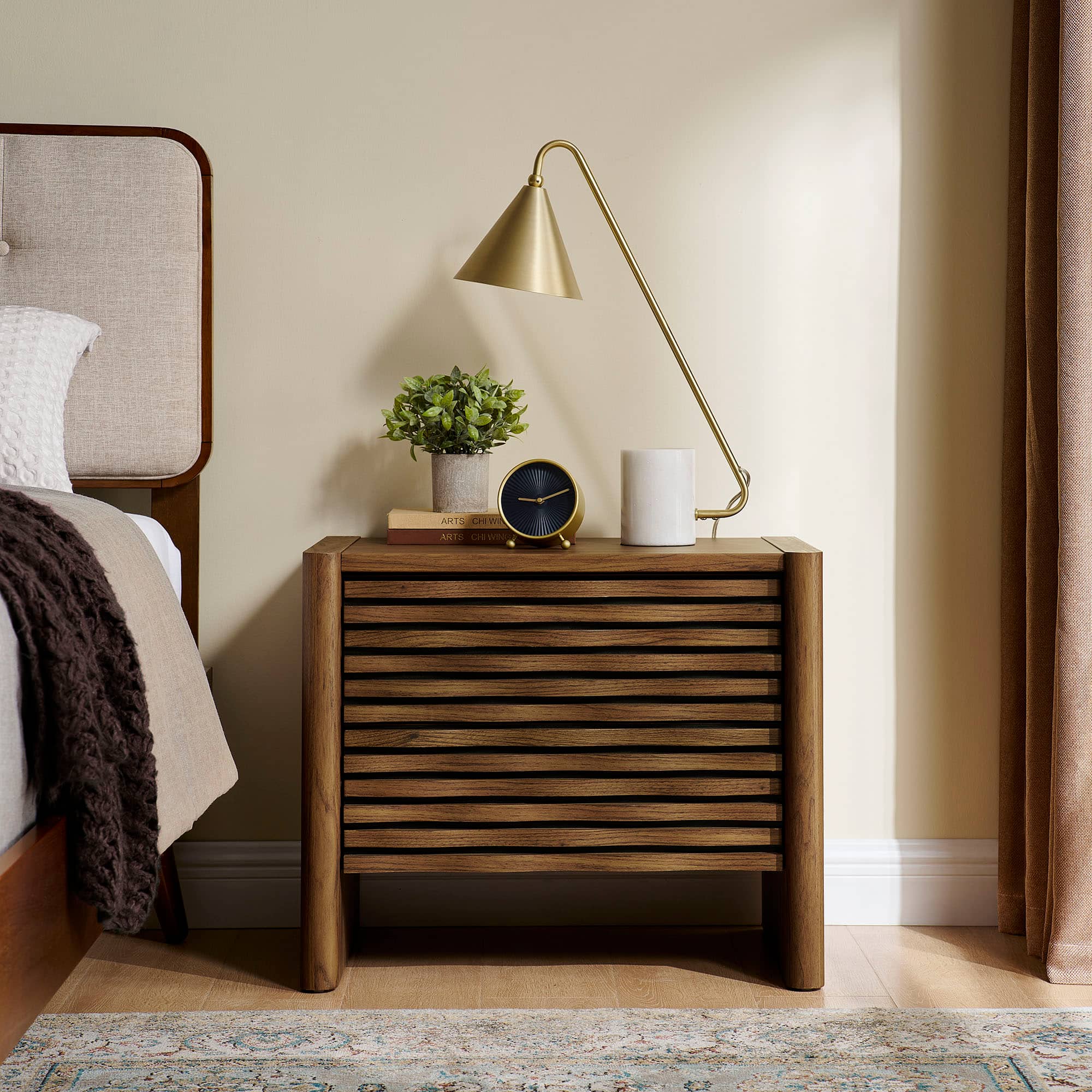 Emric Wave Nightstand by Modway - Walnut