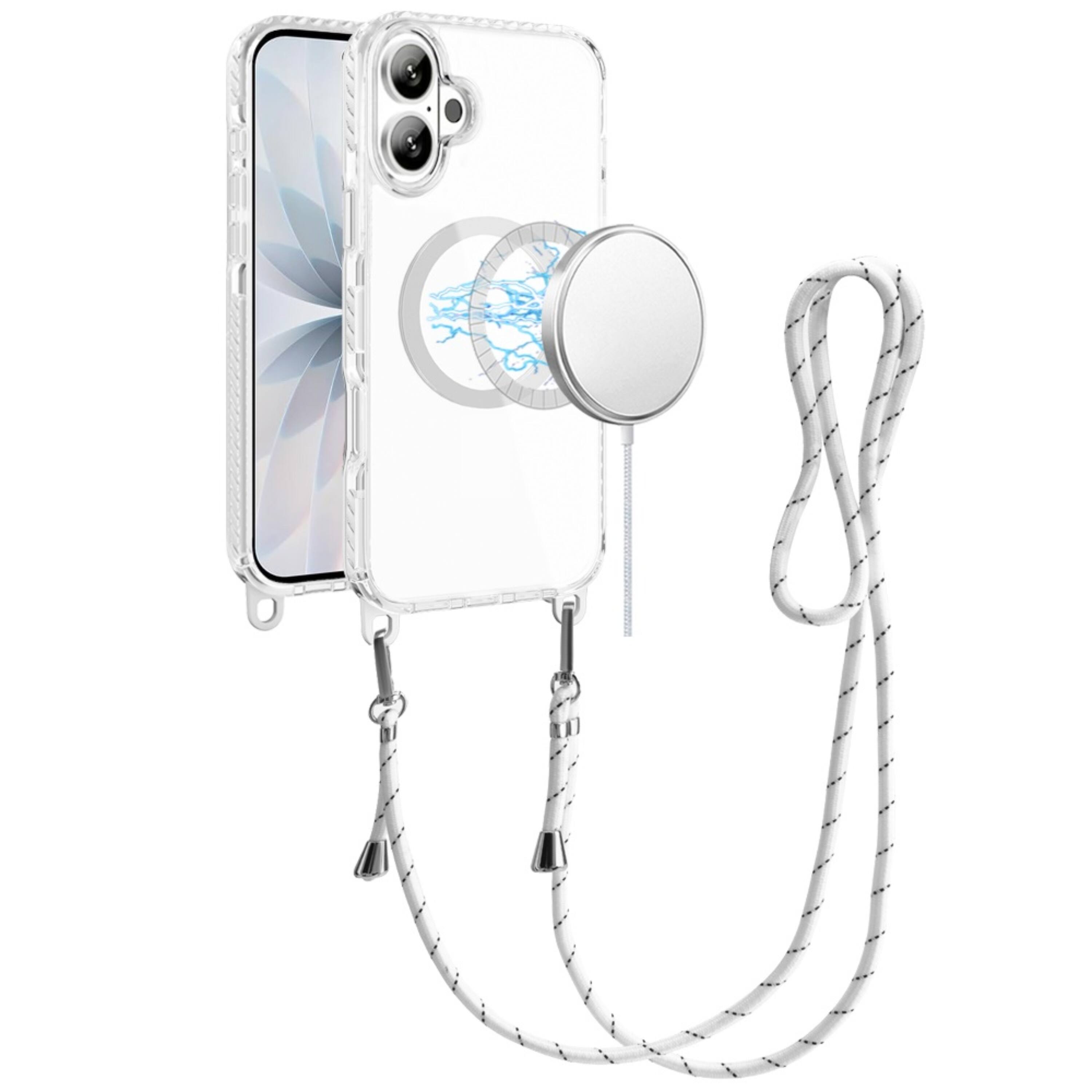 Angle. Kitcheniva - Matching Lanyard Magnetic Circle Phone Case WIth Tempered Glass For iPhone 17 Light Pink - Light Pink.