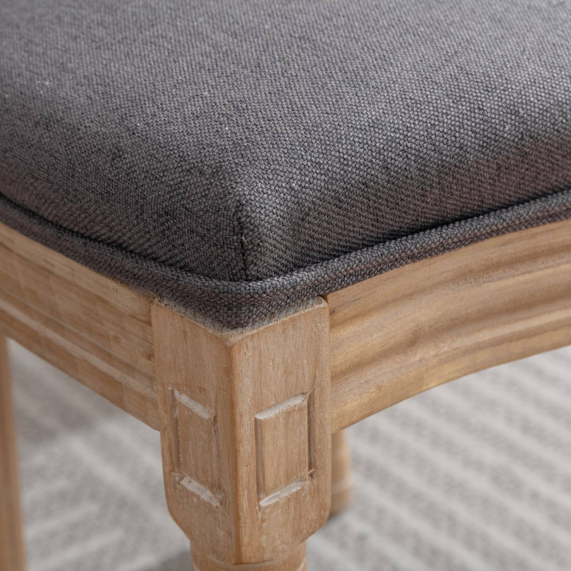 Alt View 6. GOODSILO - French Style Solid Wood Frame Dining Chairs with Linen Fabric Upholstery, Set of 2 - Dark Gray.