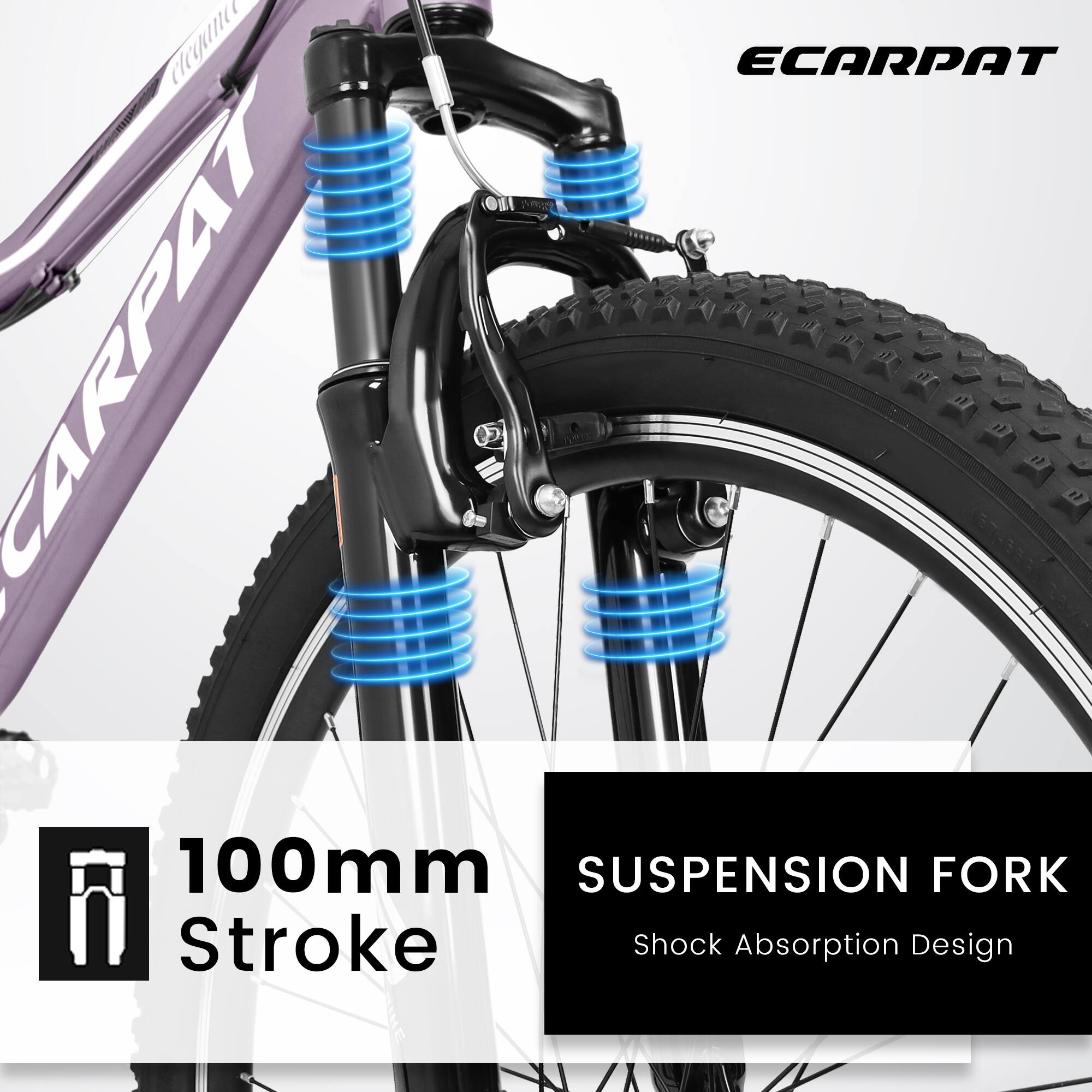 ECARPAT  
100mm Stroke  
SUSPENSION FORK  
Shock Absorption Design