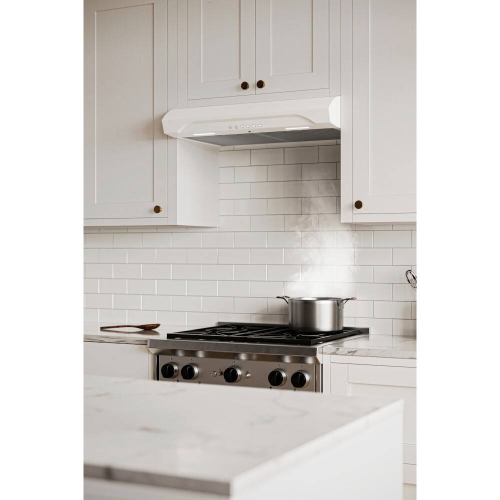 Alt View 11. Broan - Alta 30-Inch 490 MAX Blower CFM 1.0 Sones White Range Hood - White.