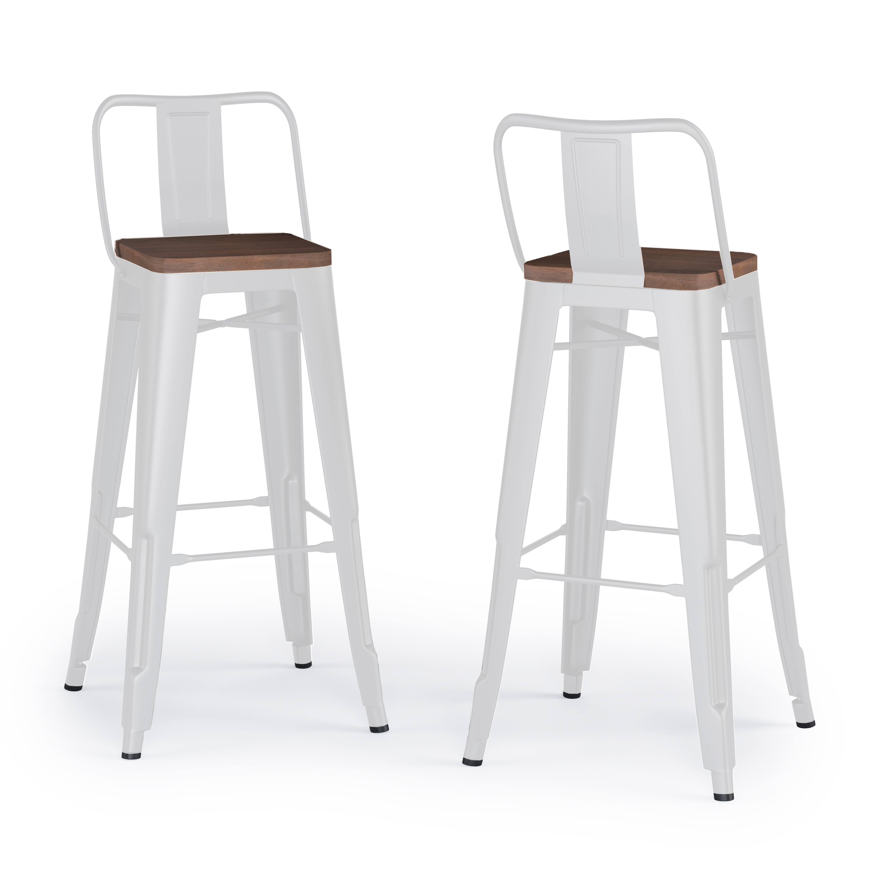 Angle. Simpli Home - Rayne Metal and Wood Bar Stool (Set of 2) - White.