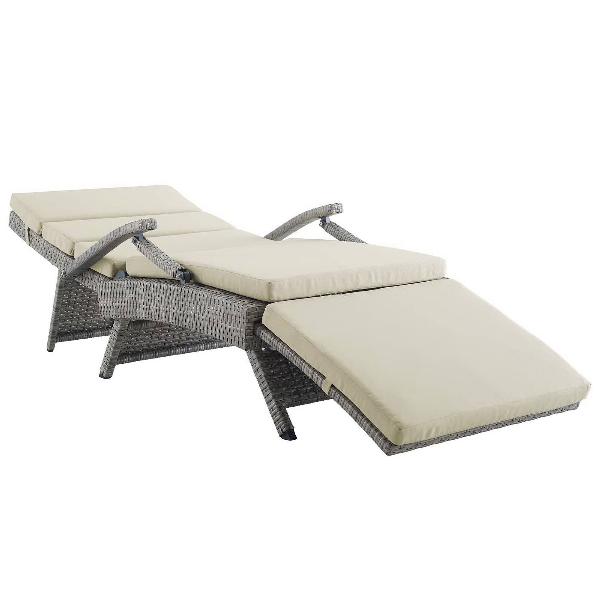Left. Modway - Envisage Chaise Outdoor Patio Wicker Rattan Lounge Chair by Modway - Light Gray Beige.