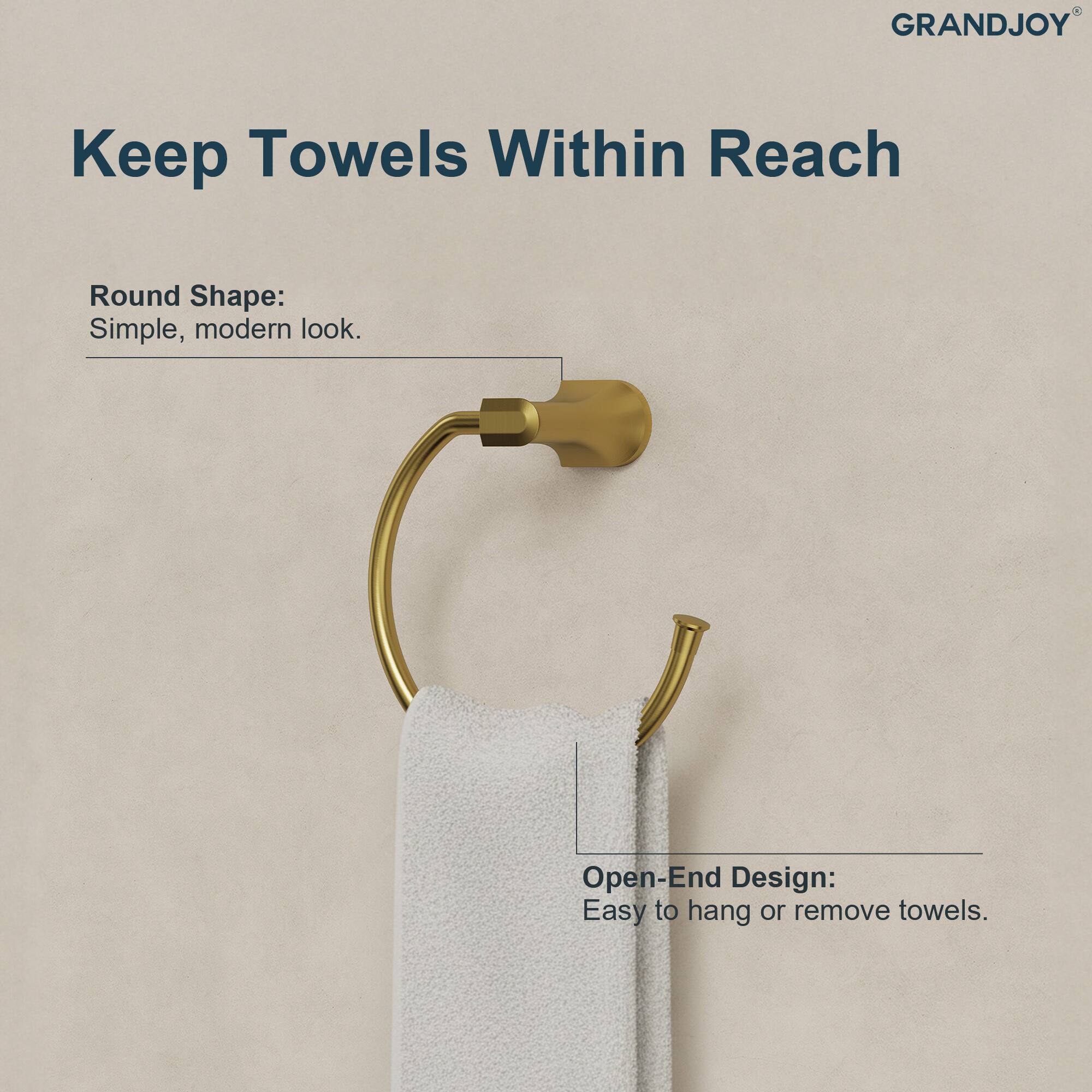 GRANDJOY

Keep Towels Within Reach

Round Shape:
Simple, modern look.

Open-End Design:
Easy to hang or remove towels.