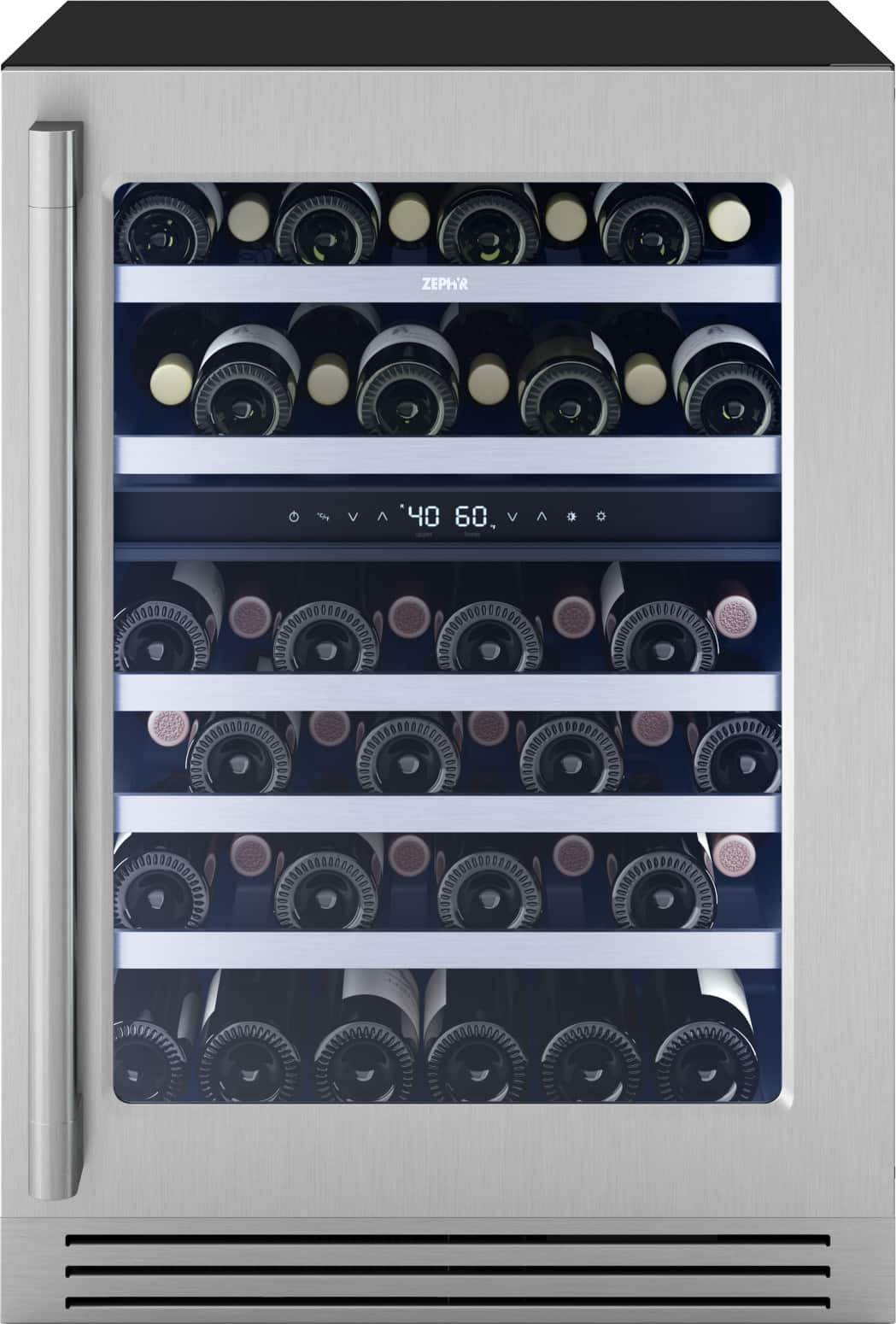 Zephyr - Presrv Pro 24 in. 45-Bottle Dual Zone Wine Cooler - Stainless Steel/Glass - Front_Zoom