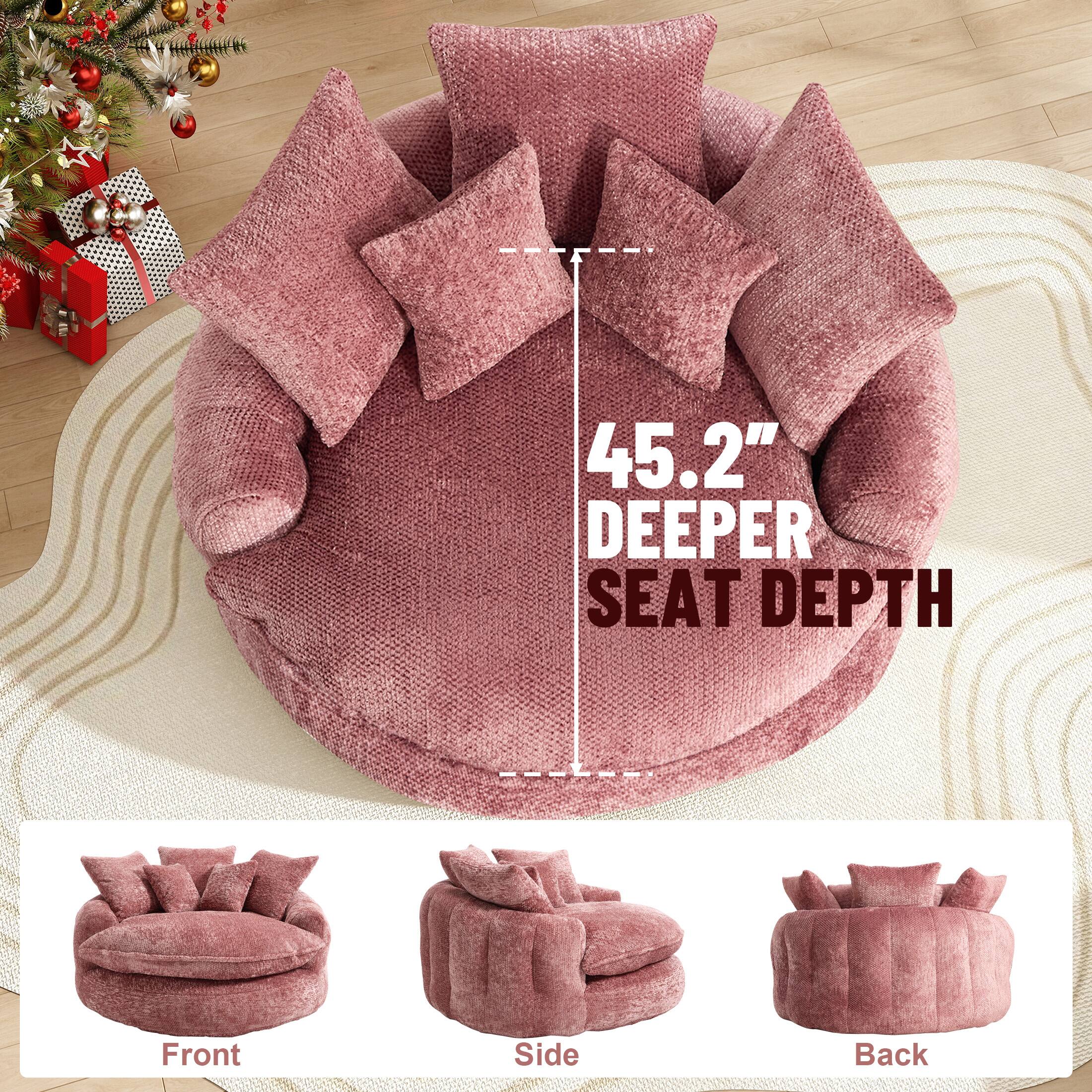 45.2" DEEPER SEAT DEPTH

Front Side Back