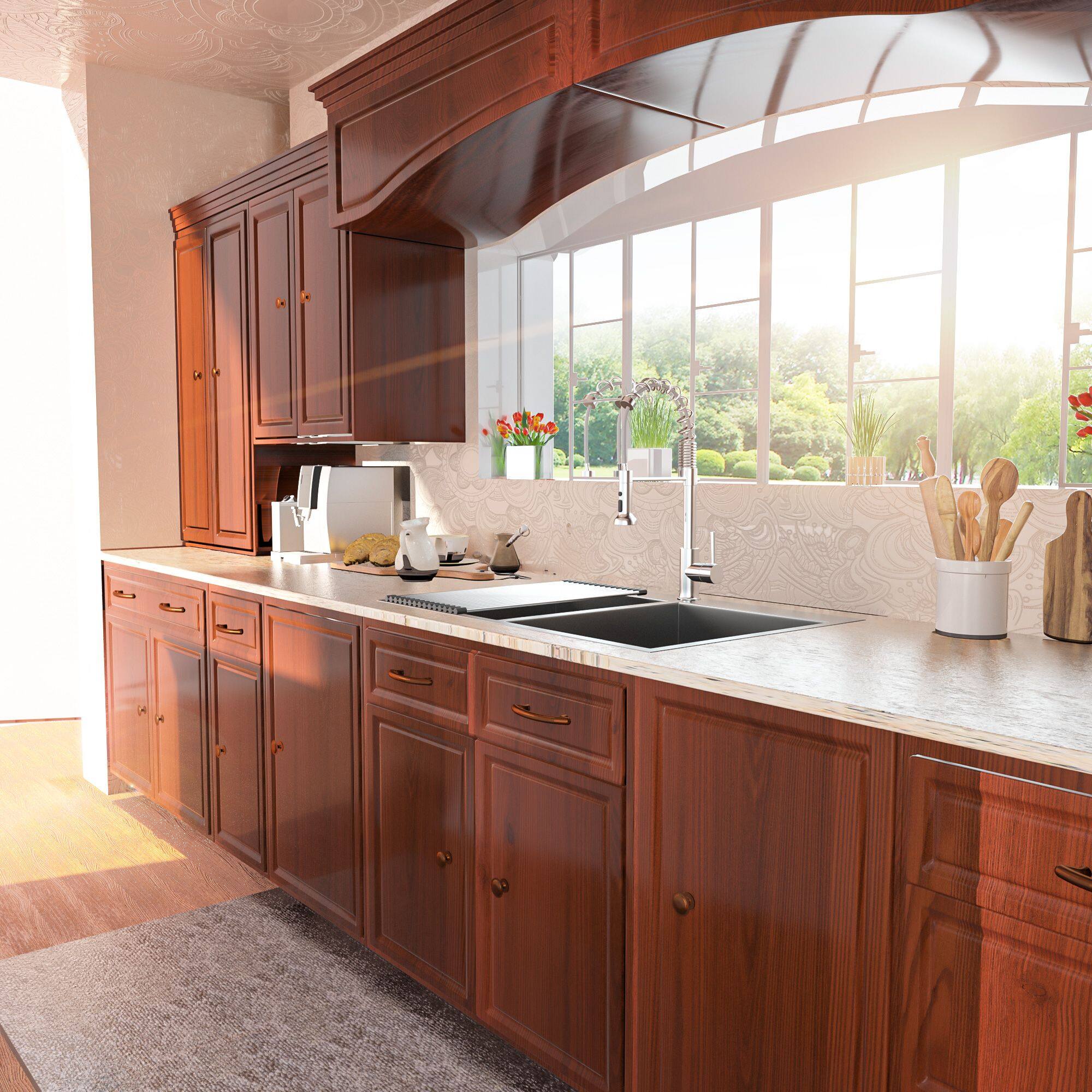 Angle. Lordear - 33"x22"x9" Gunmetal Black Double Bowl Drop in Kitchen Sink 16 Gauge with Two 10" Deep Basin - Stainless steel.