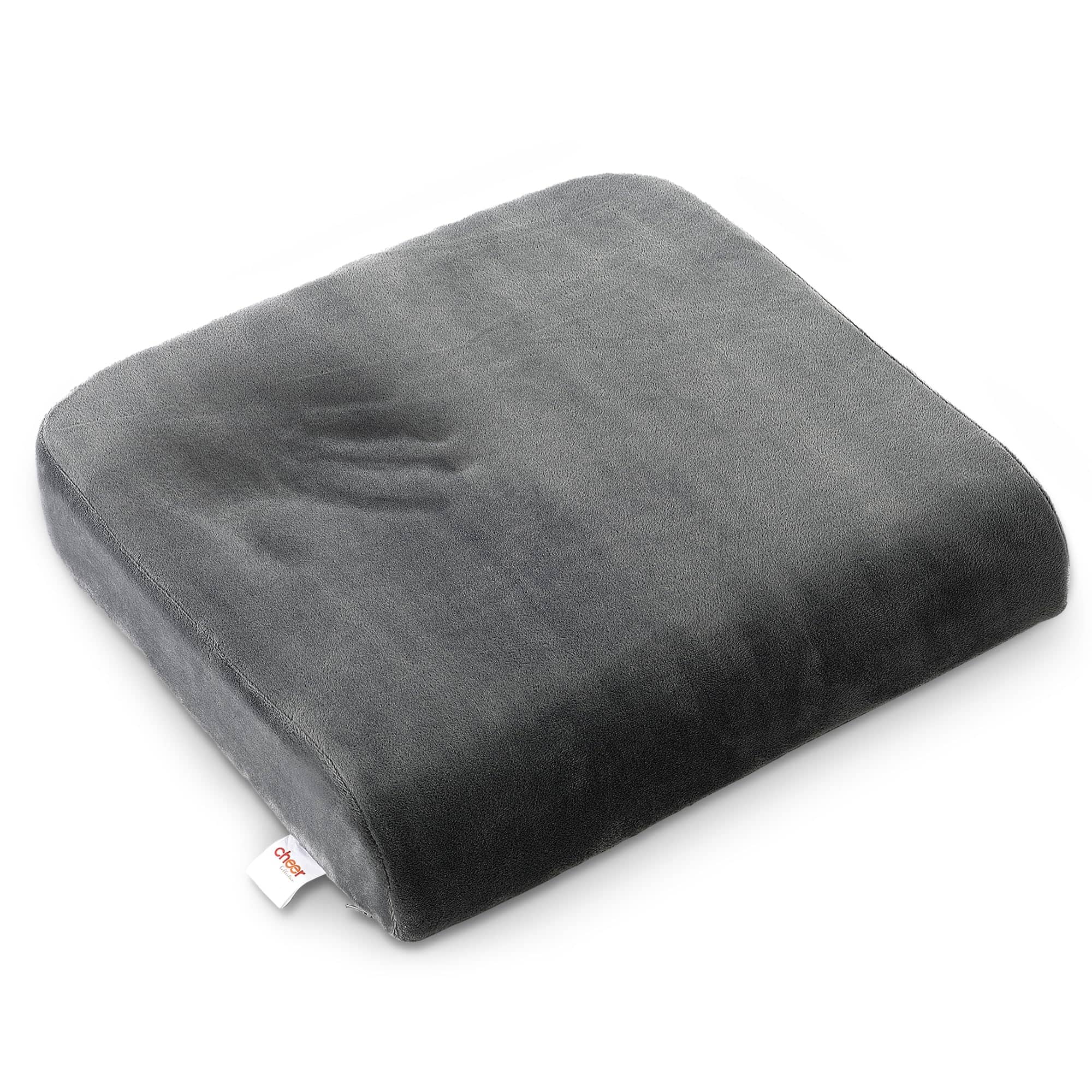 Cheer Collection - Memory Foam Seat Cushion - Extra Large Non Slip Butt Pad for Chair, Car Seat, Wheel Chair & More - With Removable - Gray
