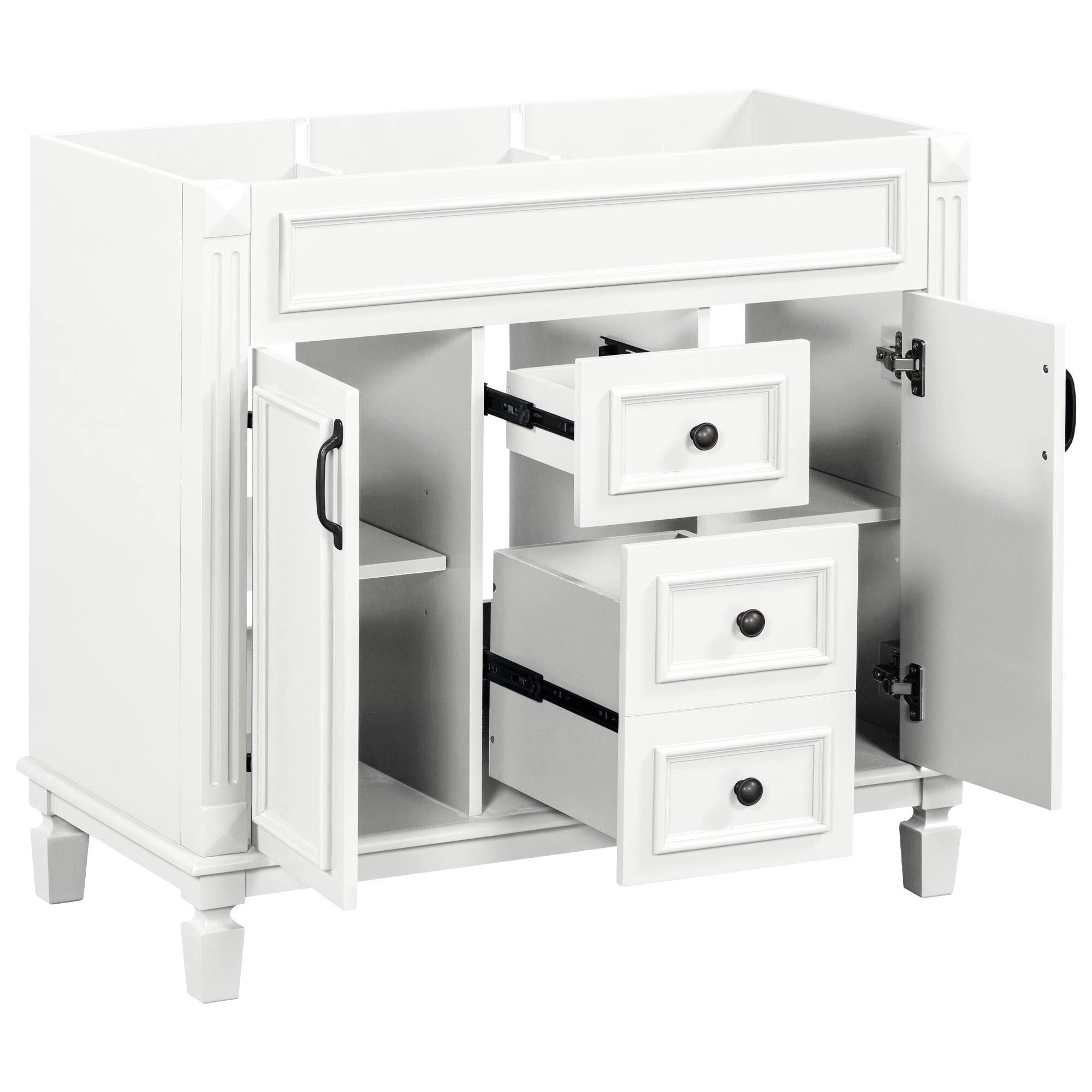 Alt View 5. Boyel Living - 36 Inch Modern Bathroom Vanity Cabinet Only Soft Closing Doors Drawers White - White.
