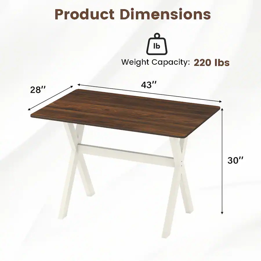 Gymax Dining Table w/ X shaped Frame Wood Grain Texture Tabletop Accent ...