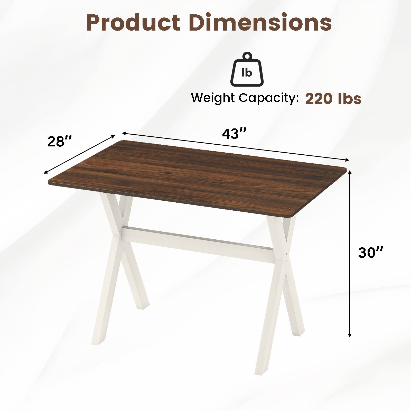 Product Dimensions

Weight Capacity: 220 lbs

28" x 43" x 30"