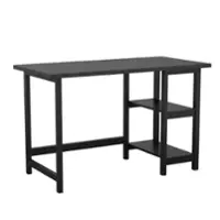 Martha Stewart - Beckett Modern Trestle Desk with Open Side Shelving - Black Wood Grain - Front_Zoom