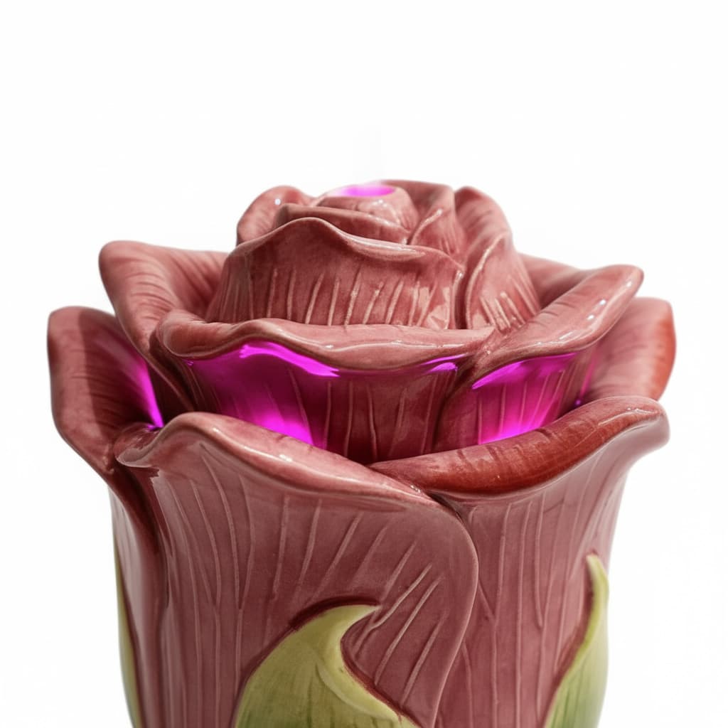 Alt View 3. FINEAK - 80ml Rosered Hand-Painted Ceramic Essential Oil Diffuser.