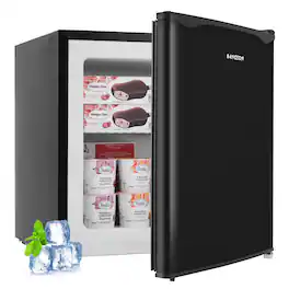 BANGSON - Upright Freezer, 1.1 Cu.ft Mini Freezer, Energy-Saving Small Freezer for Home, Dorms, Apartment, Office - Black