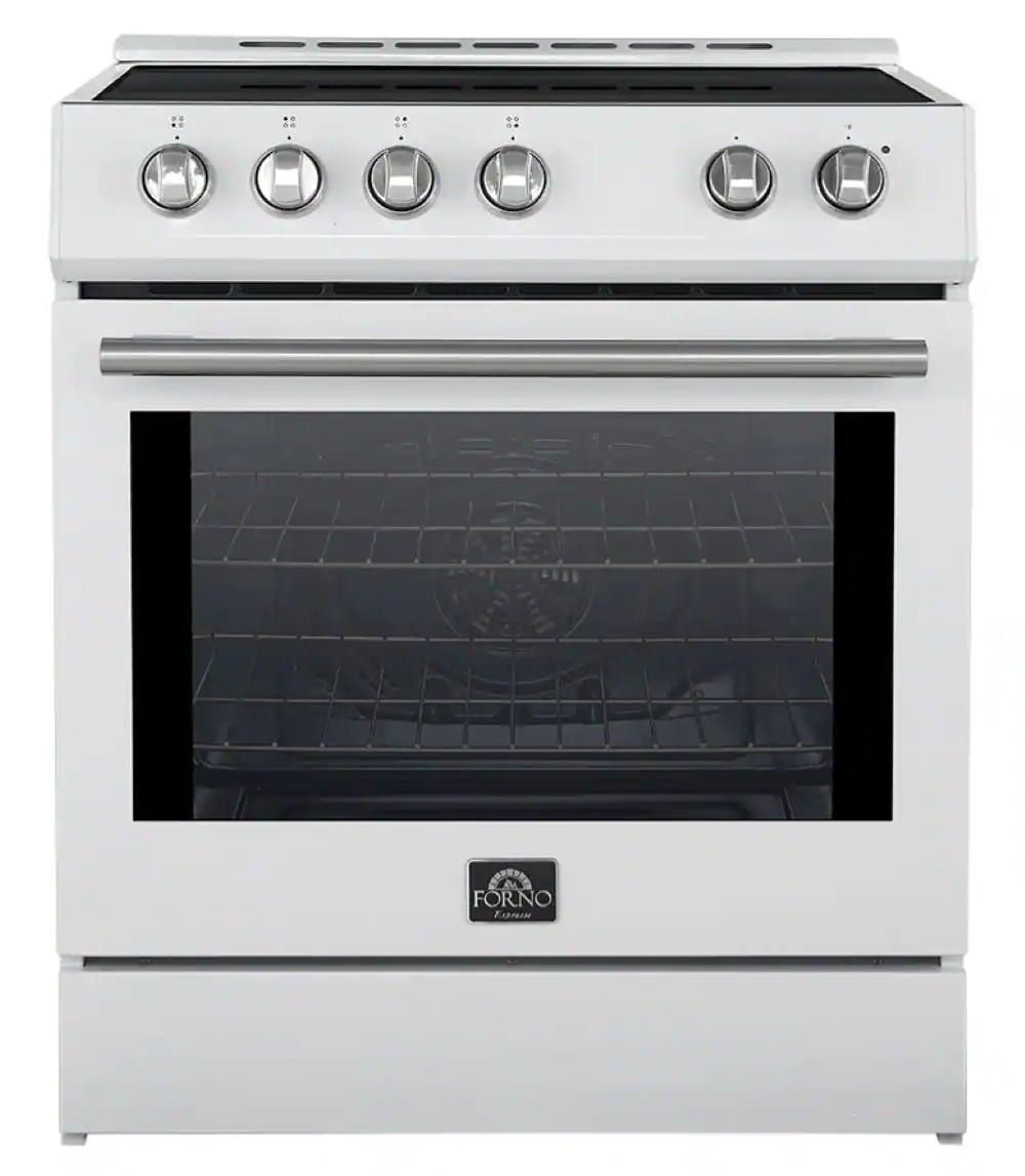 Forno Appliances - Leonardo Espresso 5 cu. ft. Slide-In Electric Induction Convection Range with Customizable Hardware - White