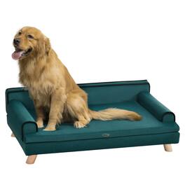 Pawhut - Dog Sofa, Dog Couch with Washable Cover, Wooden Legs, Elevated Dog Bed for Medium & Large Dogs - Teal