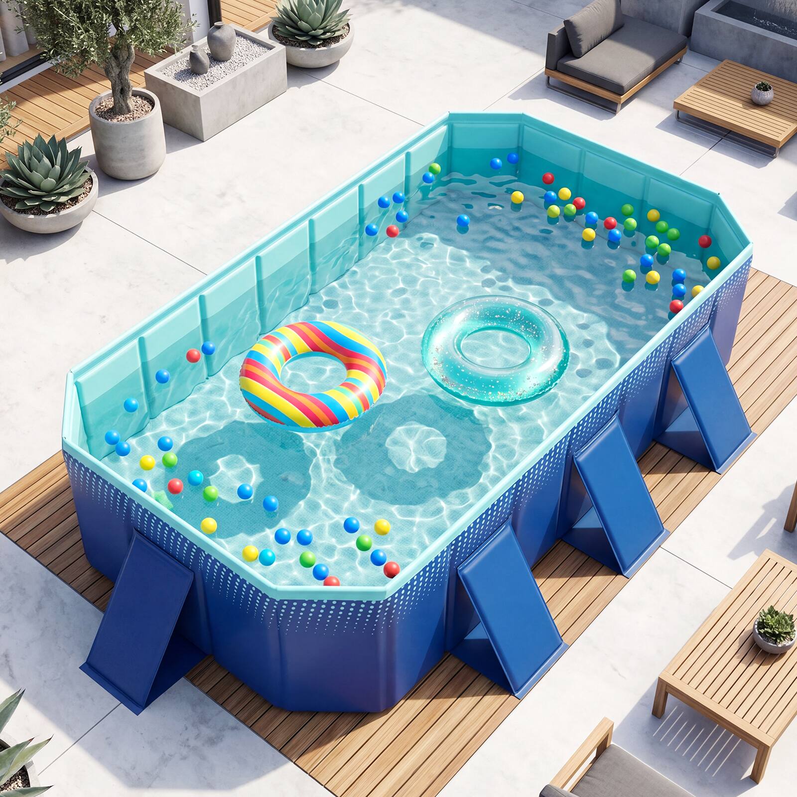 Alt View 3. Costway - Costway Non-Inflatable Folding Kiddie Outdoor Swimming Pool,Portable Around Ground Pool - Gradient + Green.