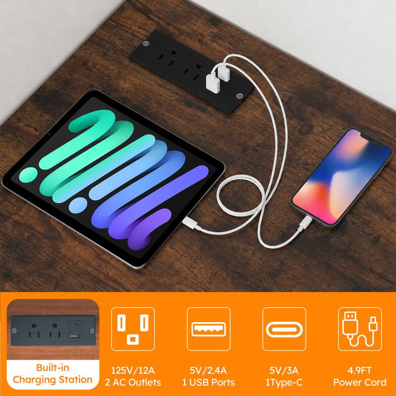 37 Built-in Charging Station  
125V/12A  
2 AC Outlets  
5V/2.4A 1 USB Ports  
5V/3A 1 Type-C  
4.9FT Power Cord