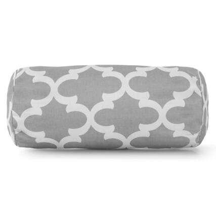 Front. Majestic Home - Bolster Pillow Trellis Gray - Gray.