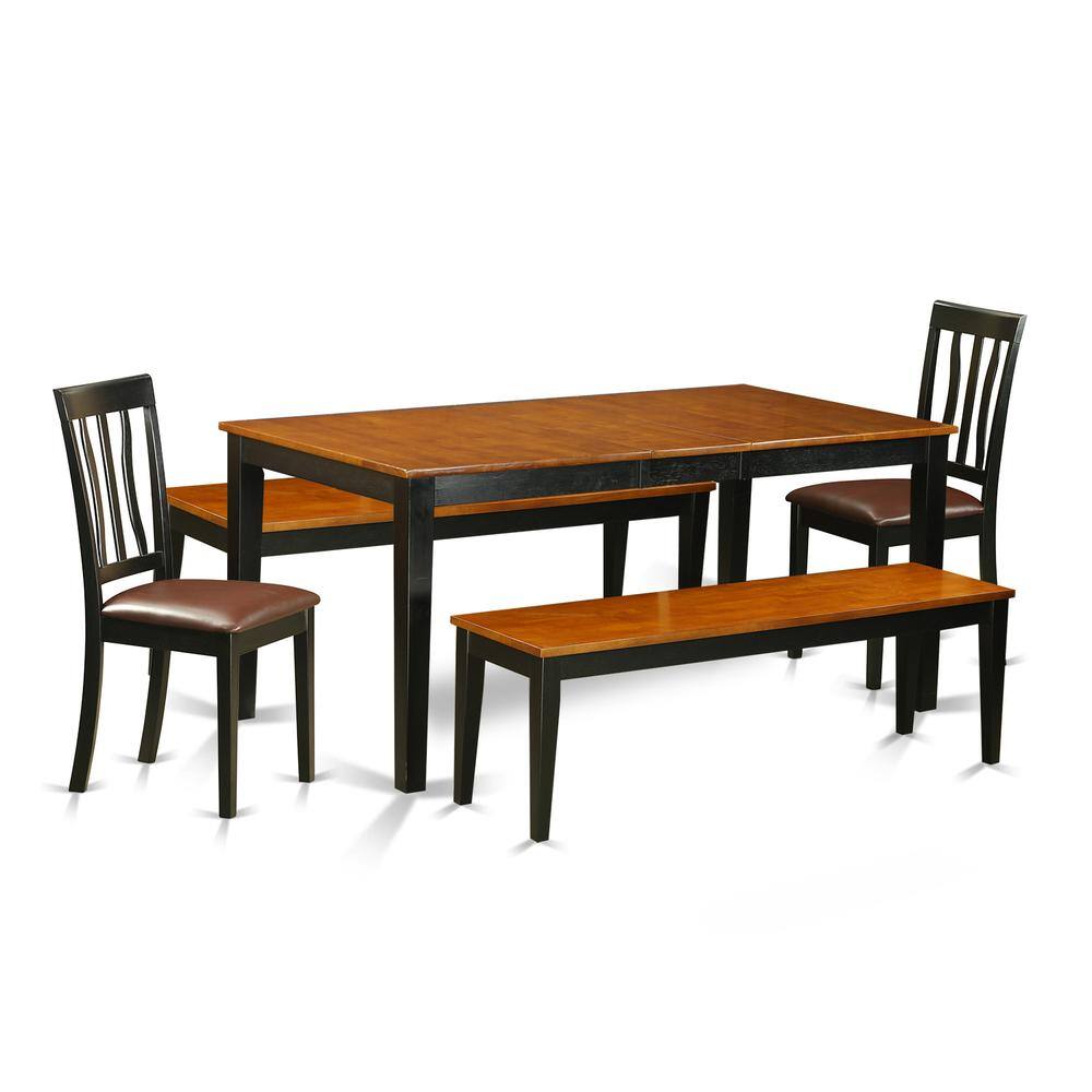 Back. East West Furniture - Dining Room Set Black & Cherry - Brown.
