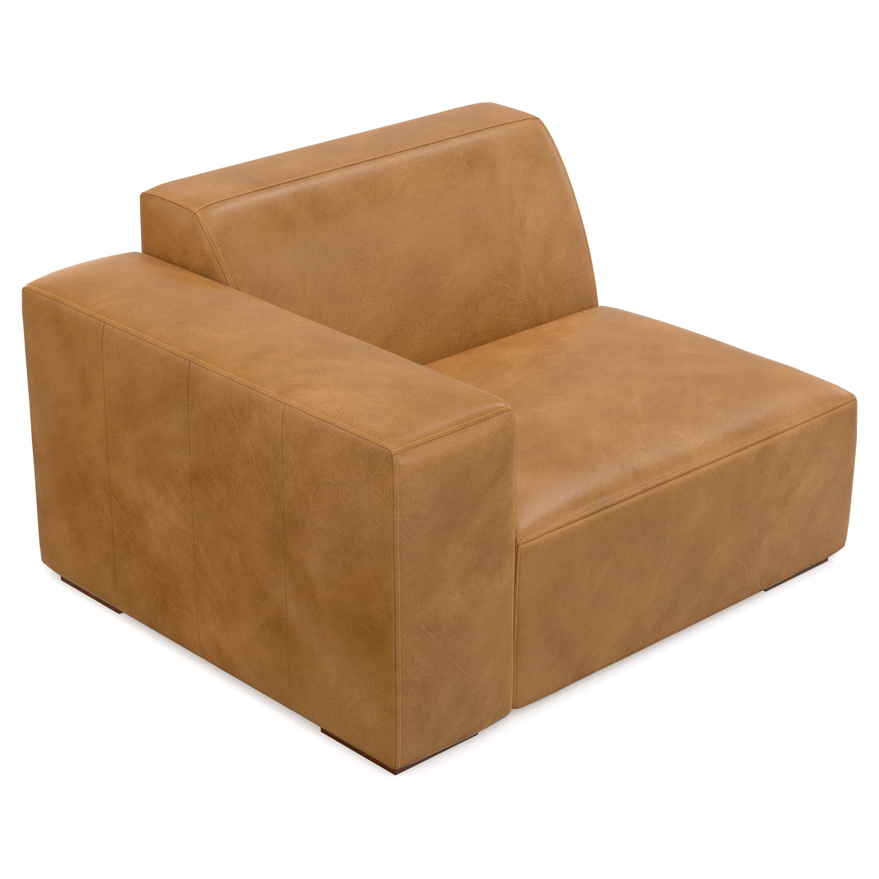 Alt View 4. Simpli Home - Rex Left-Arm Sofa Module in Genuine Leather - Sienna.