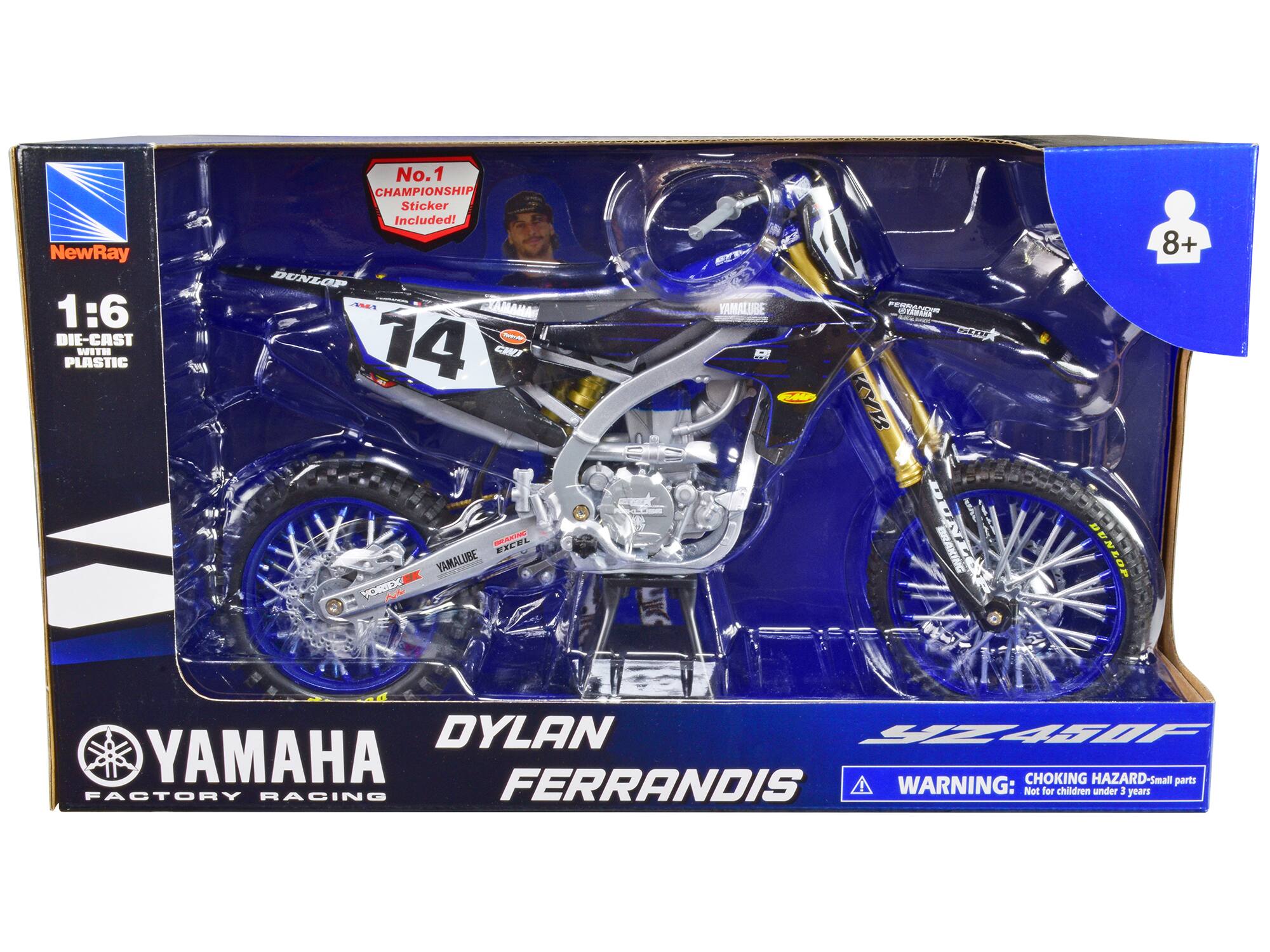 NewRay 1:6 DIE-CAST W1H PLASTIC No.1 1 CHAMPIONSHIP Sticker Included! DUNLOP 21 ME 14 CW GAAA I YAMALUBE VORTEX M YAMALUBE add FNC TAMARA SfO KAR DUND BRAKING DENLOP 8+ DYLAN SPANIE YAMAHA CHOKING HAZARD-Small parts FACTORY RACING FERRANDIS WARNING: Not for children under 3 years