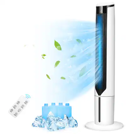 Front. Gymax - Gymax 41'' Tower Fan 3 in 1 Evaporative Air Cooler Humidifier w/ Remote Control - White.