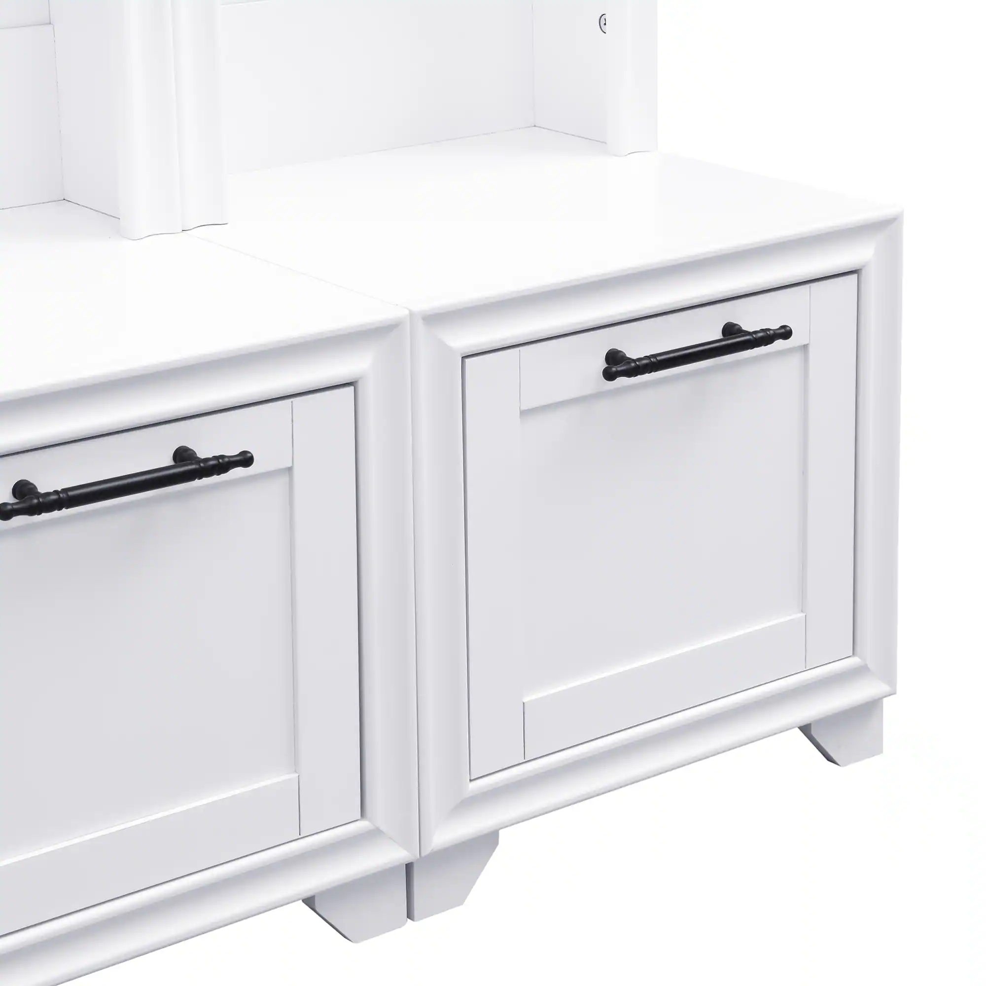 Alt View 9. GOODSILO - Elegant Free Standing Hall Tree Set of 2, Multifunctional Entryway Coat Rack with Seating Bench and Storage Drawers - White.