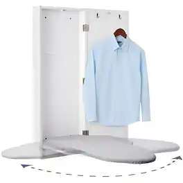 Ivation - Wall-Mounted Swivel Ironing Board Cabinet, Foldable Storage Station Hooks & Rack Set - White