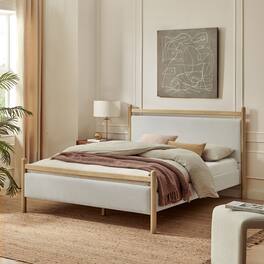 Ginny Platform Bed Frame by Modway - Light Oak Heathered Ivory