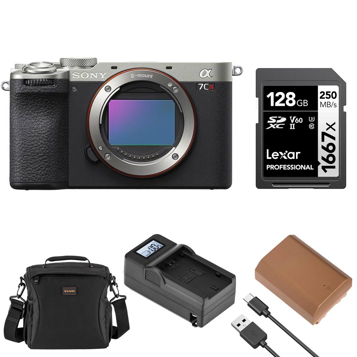 SONY  
E-mount  
α 7C R  
128 GB  
250 MB/s  
V60  
XC II  
1667x  
Lexar PROFESSIONAL  
Fits