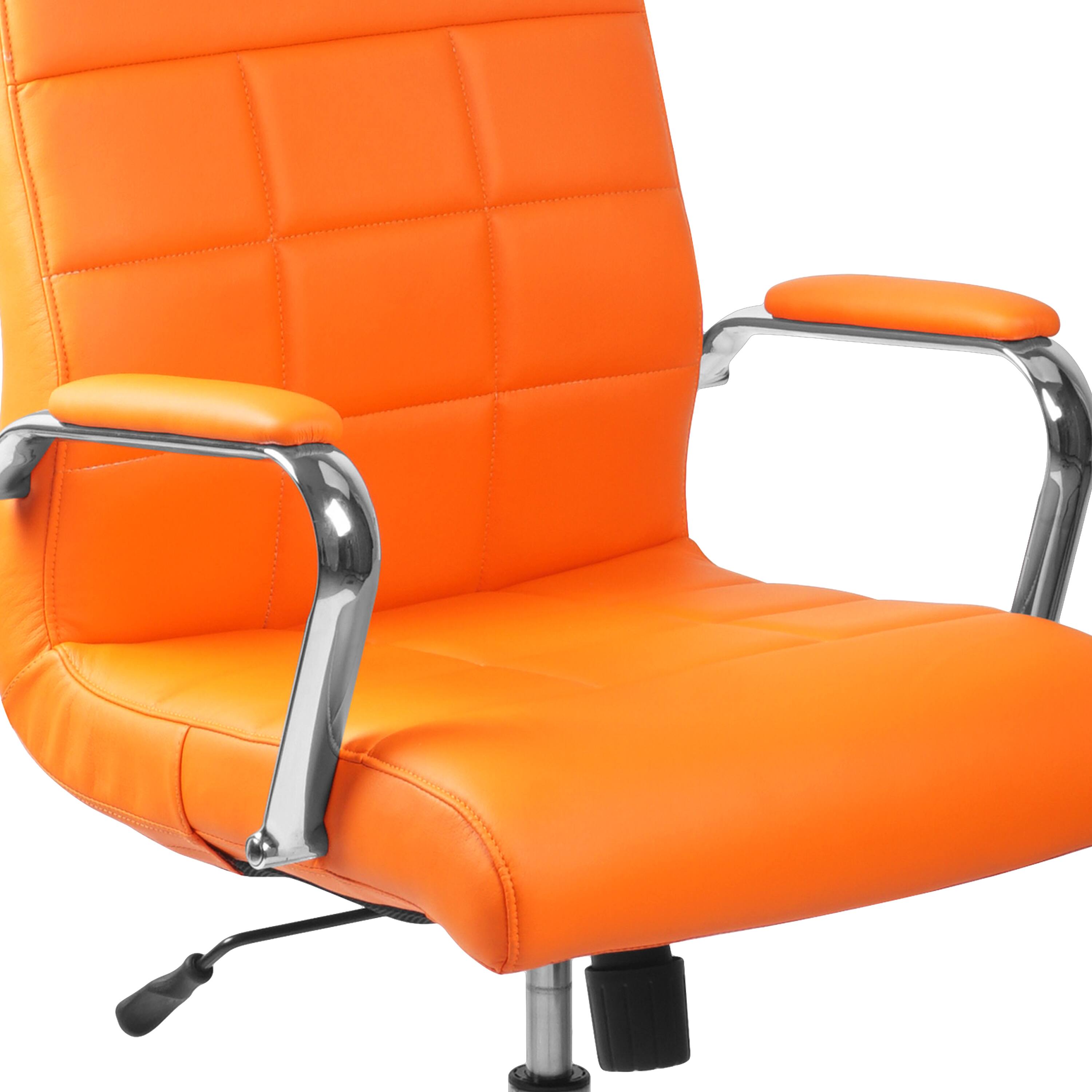 Alt View 9. Emma + Oliver - Mid-Back Vinyl Executive Swivel Office Chair with Chrome Base and Arms - Orange.