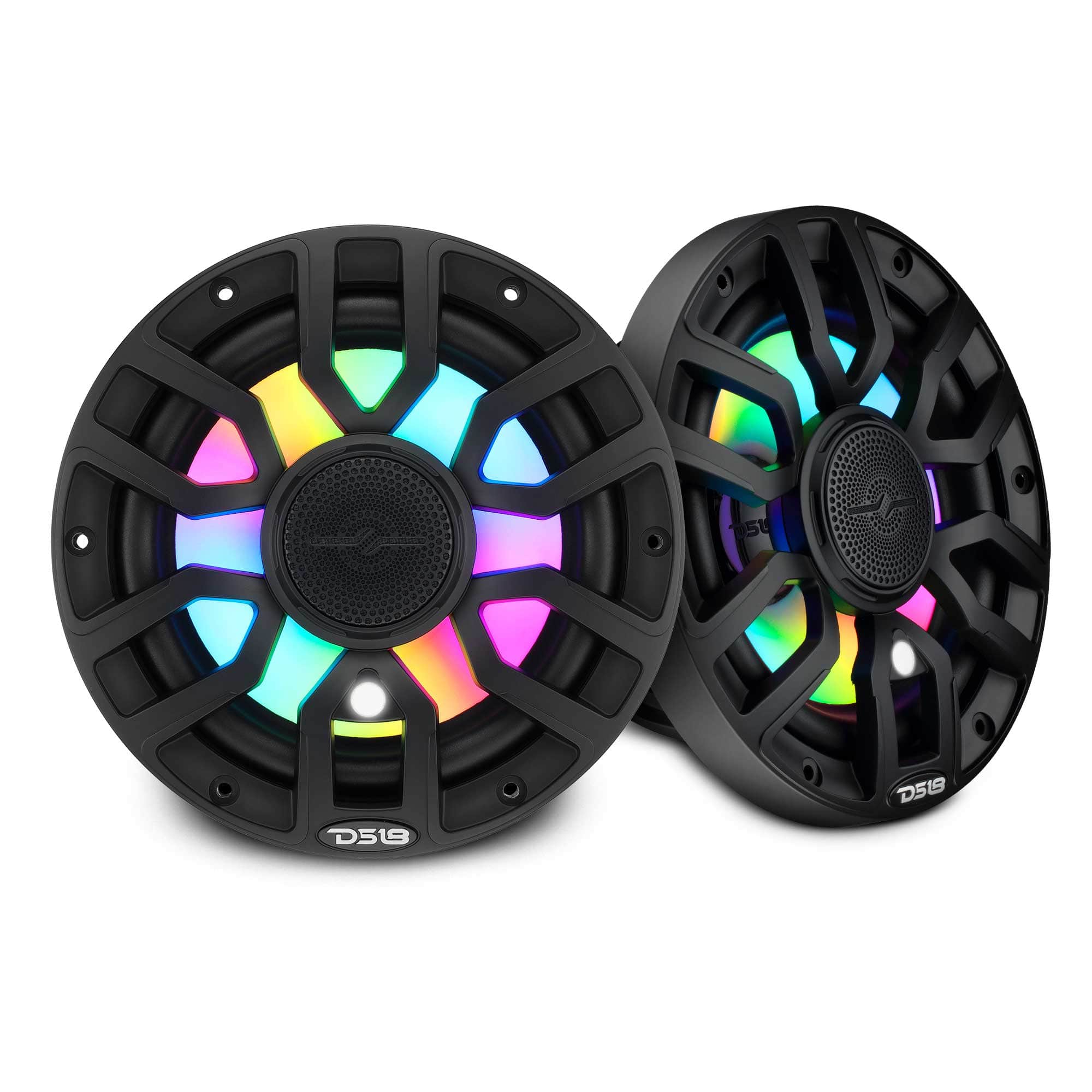 DS18 Audio - NXL-IQ 7.7" 2-way Coaxial Marine Speaker with Bullet Tweeter and Digital LED Lights (Pair), 175W RMS 4-Ohm - Black