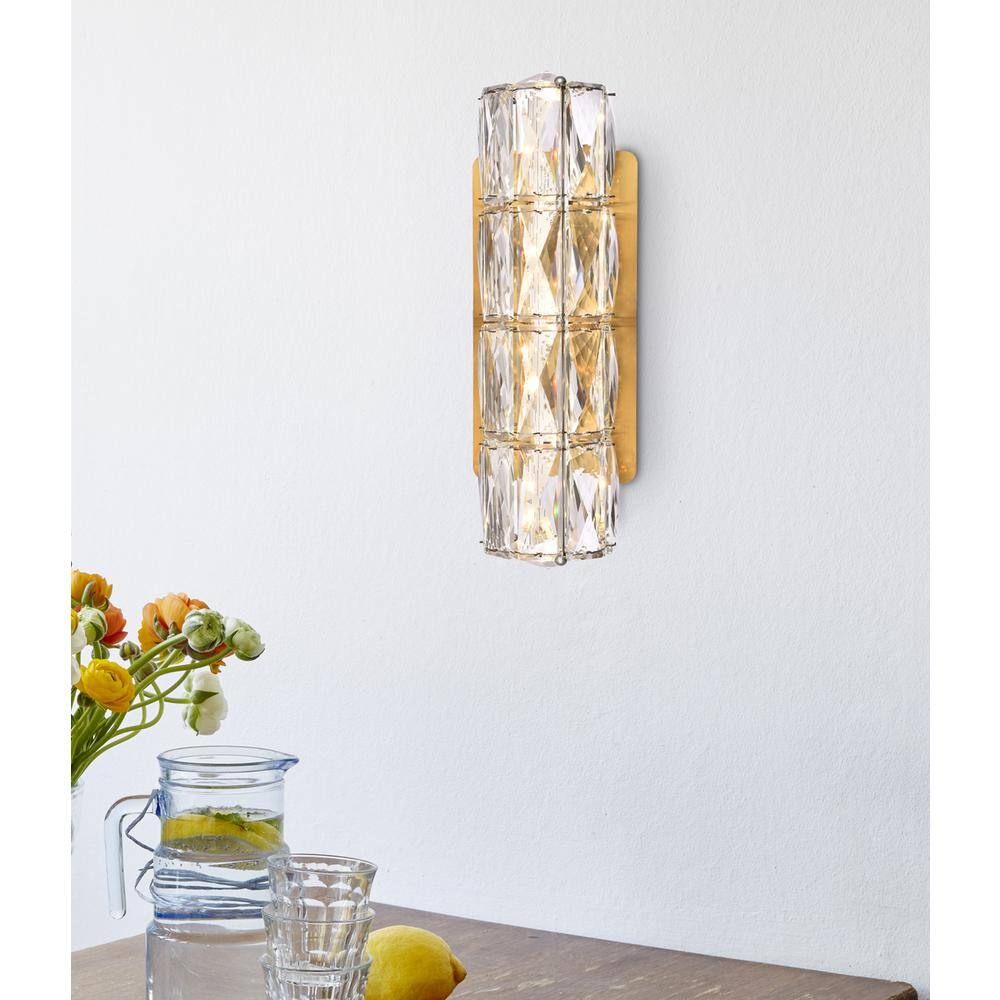 Back. Elegant Lighting - Valetta 12 inch LED linear wall sconce in gold - Gold.