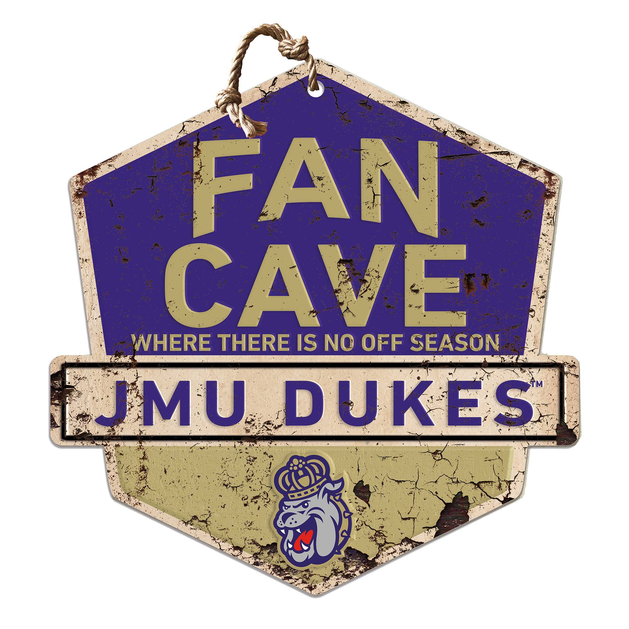 James Madison Dukes 20'' x 20'' Fan Cave Badge Sign