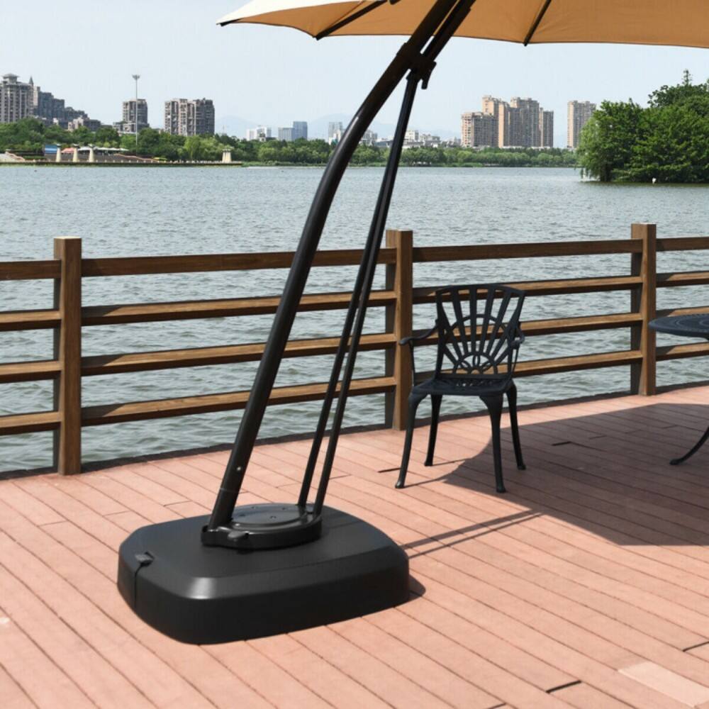 Alt View 1. Mondawe - Patio Cantilever Offset Umbrella Base with Wheels for Garden Poolside Deck - Black.